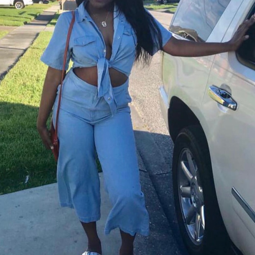 Denim Crop Jumpsuit